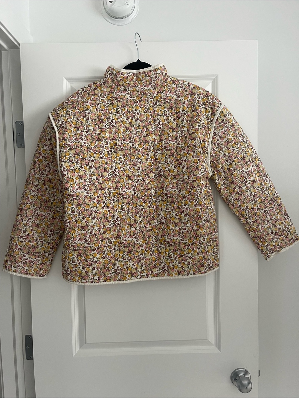 Joe Fresh Quilted Floral Puffer Jacket in Cream, Pink & Yellow - Picture 2 of 3